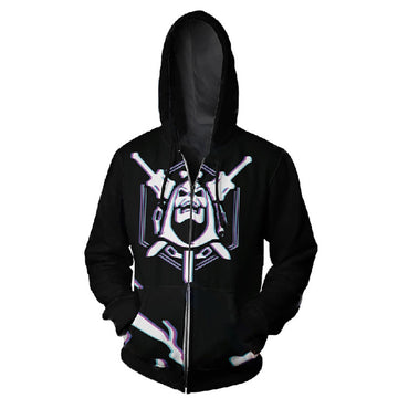 Halloween Disfraz Esqueleto Sudadera con Cremallera y Capucha para Adultos Unisex